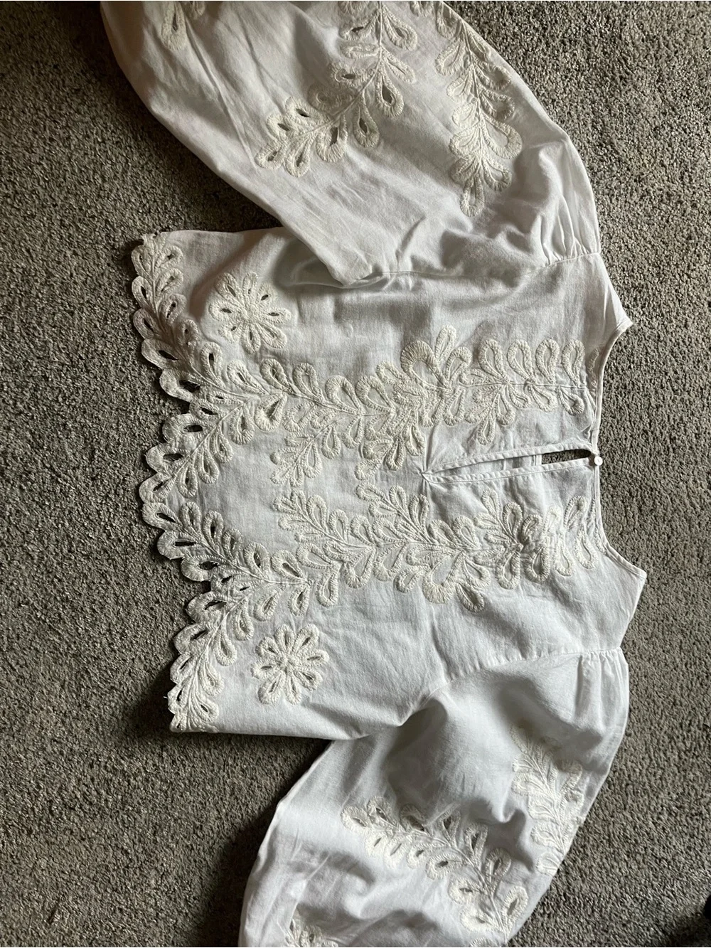 Free People White Oleander Cropped Eyelet Blouse Size Medium